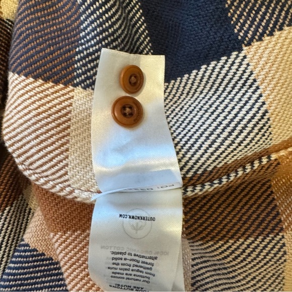 Outerknown Blanket Shirt Jacket Button Down Brown Blue Cream NWT Pockets XXL - Picture 6 of 6